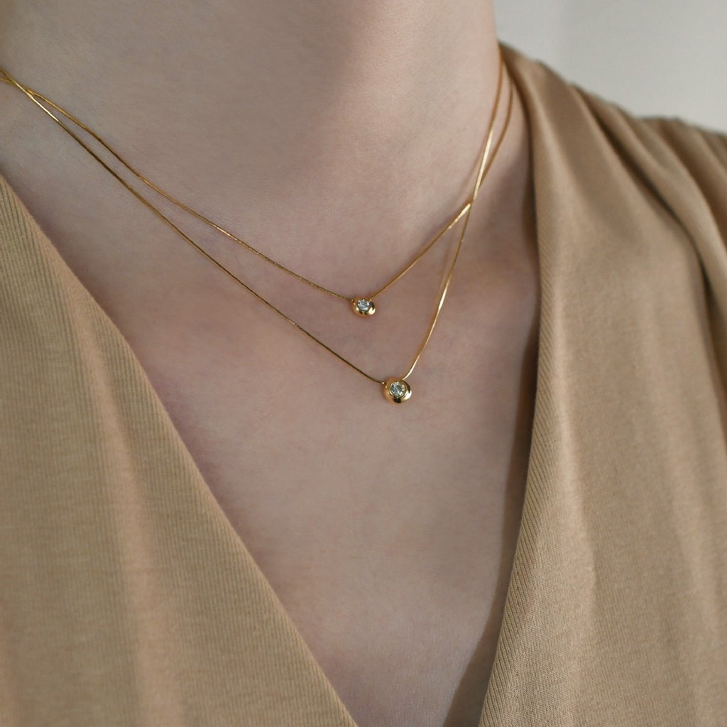 18K Gold Vermeil Zirconia Pendant Necklace